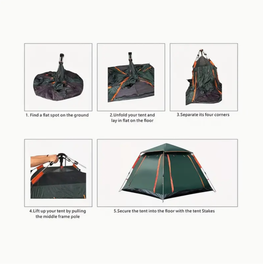 4-6 Person Family Automatic Instant Setup Camping Tent - All-Season Tent, Waterproof & Windproof