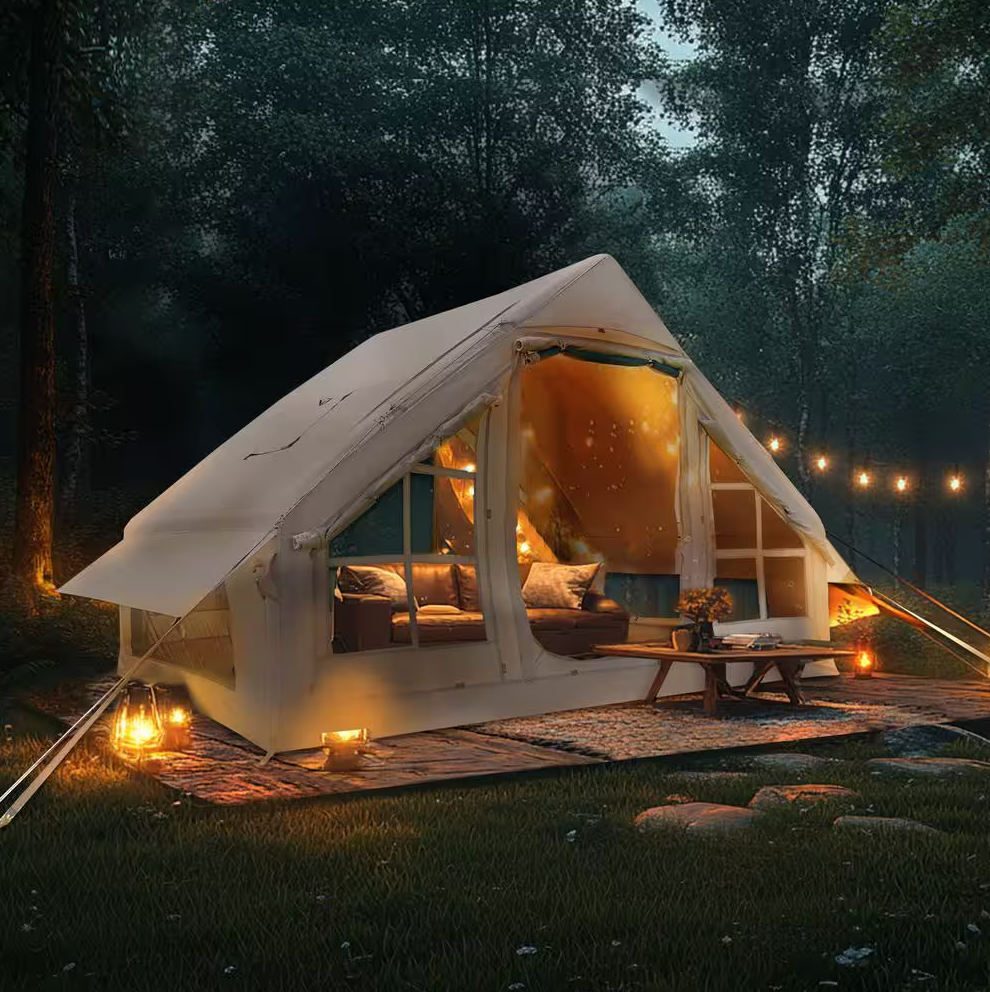 Inflatable Tent with Pump, Glamping Tents for 4-Person to 6-Person, Easy Setup 4 Season Waterproof Outdoor Tent