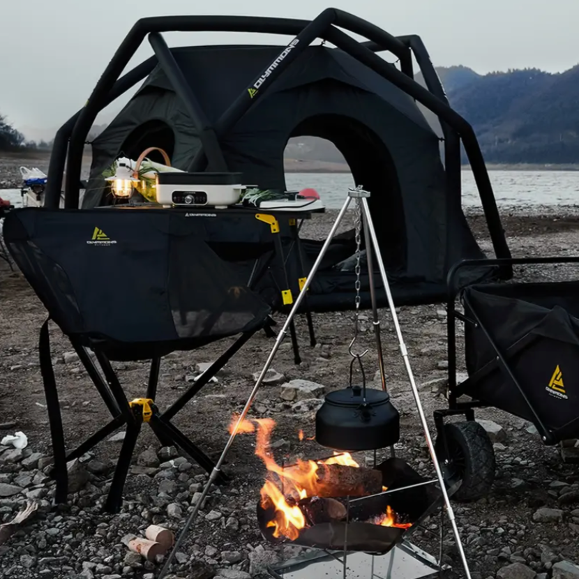 Olymmons Inflatable Camping Tent with Hand Pump Large Quick&Easy Setup Waterproof and Windproof Blow Up Tent for 4 People