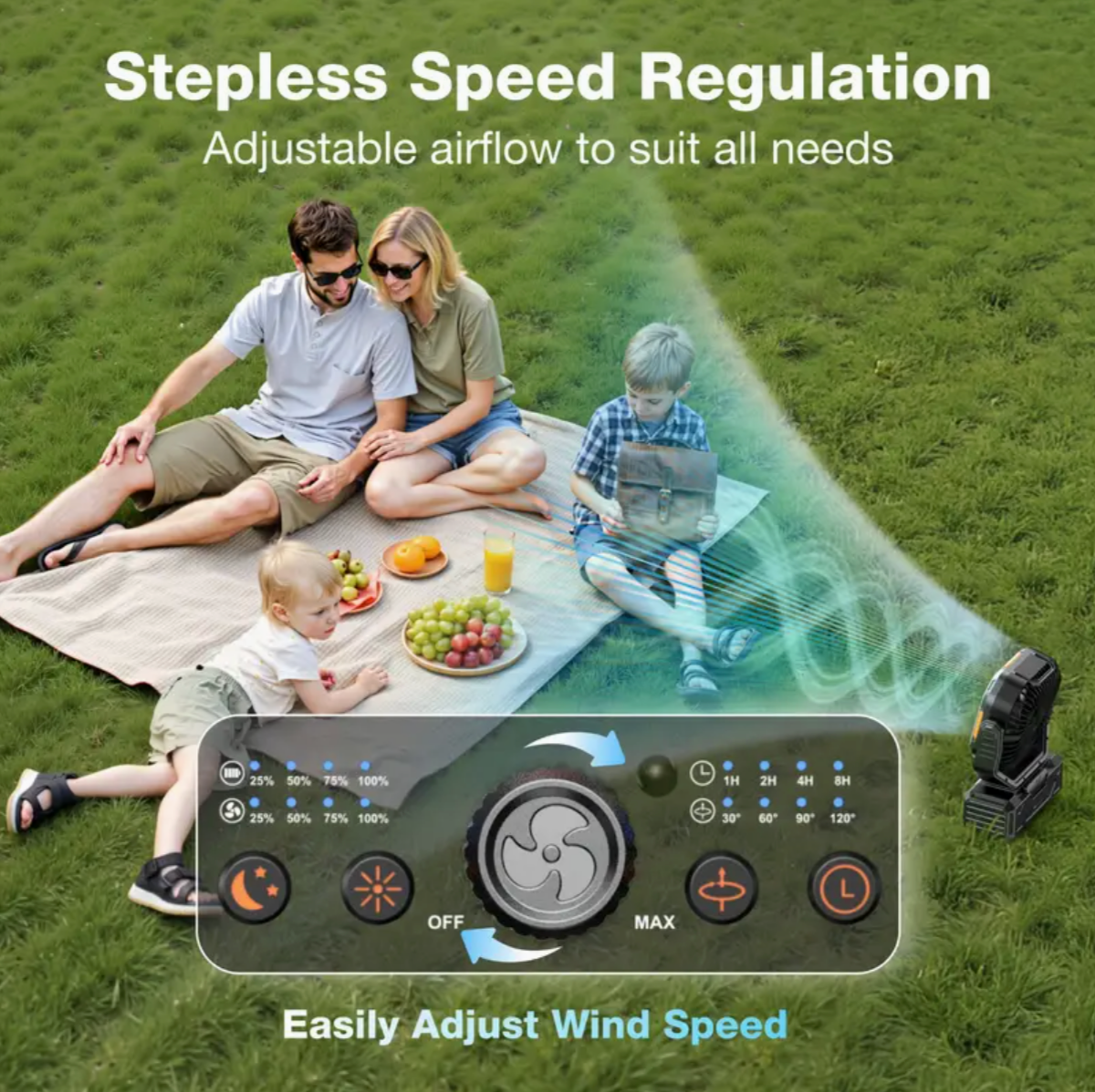 Upgraded F11 20,000mAh Camping Fan with Remote & LED Light