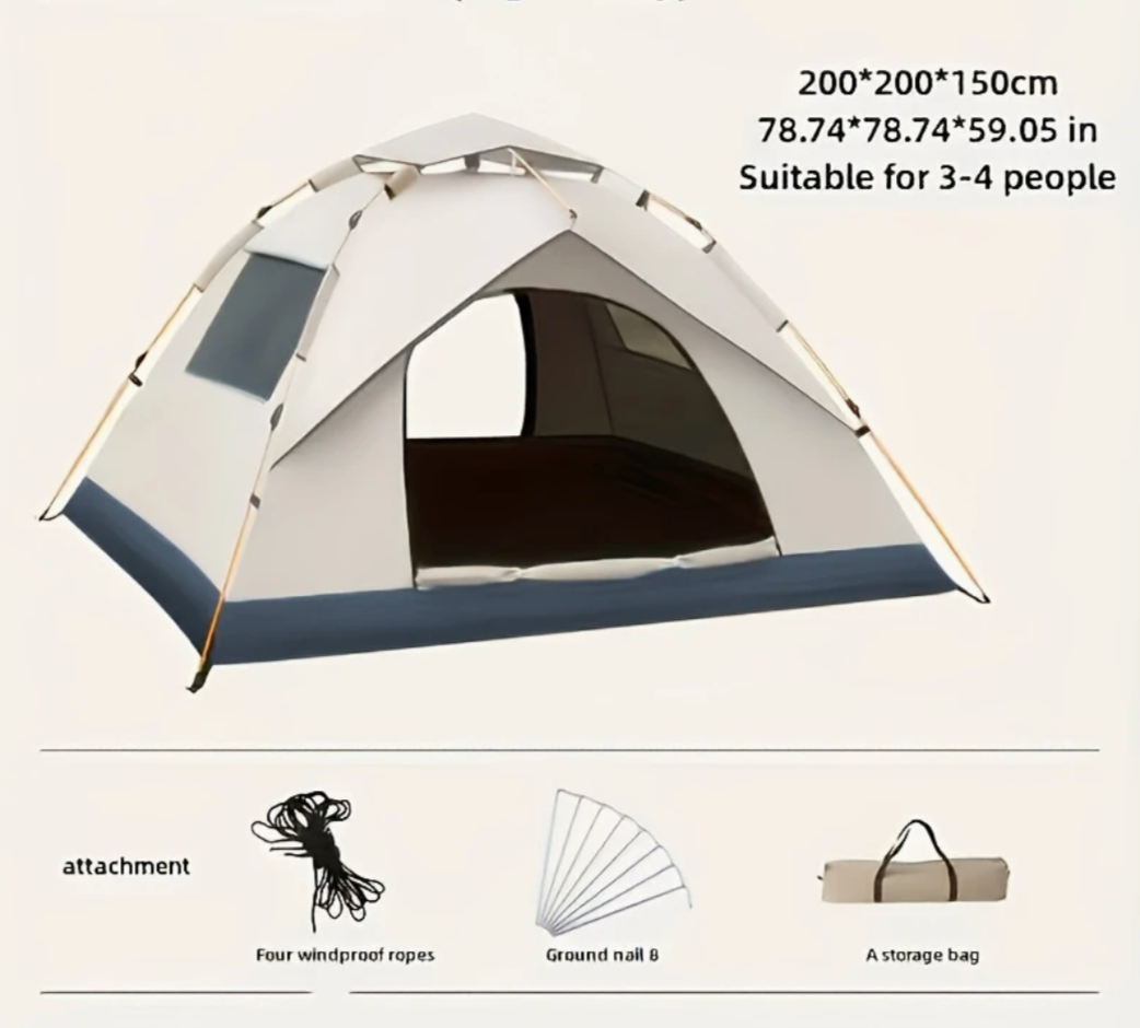 3–4 Person Automatic Pop-Up Camping Tent
