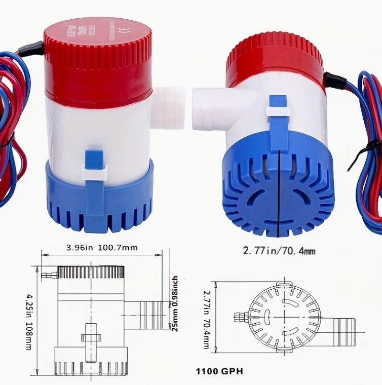 1100 GPH 12V Electric Submersible Bilge Pump