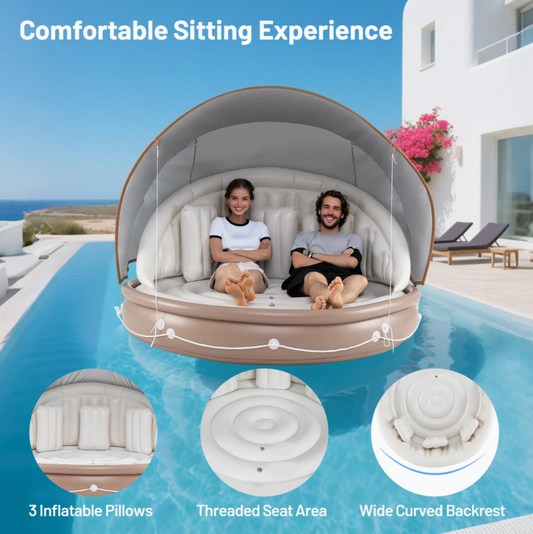 67" Inflatable Canopy Island Lounger