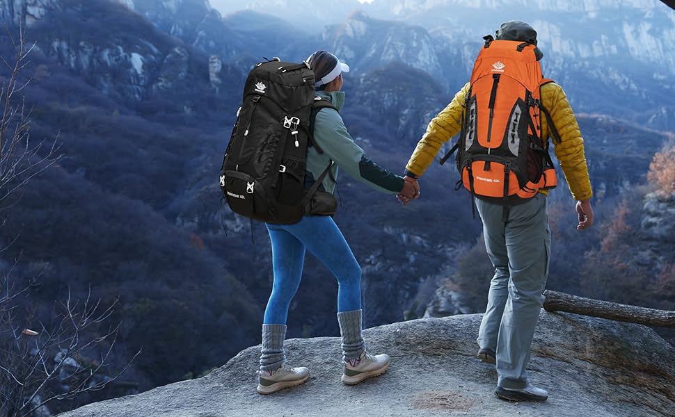 50L Hiking Backpack Men Camping Backpack with rain cover 45l+5l Lightweight Backpacking Backpack Travel Backpack