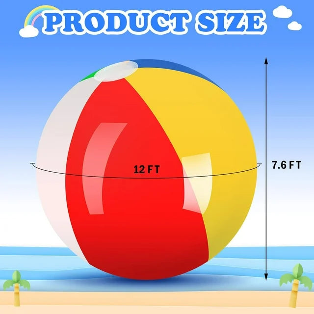 12 Foot Giant Inflatable Beach Ball Jumbo Rainbow Colored