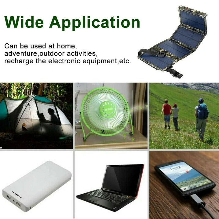 80W USB Solar Panel Folding Power Bank Outdoor Camping Hiking Phone Charger USB