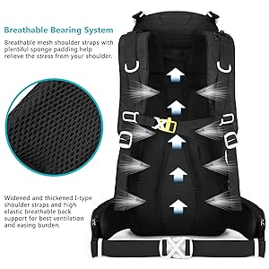 50L Hiking Backpack Men Camping Backpack with rain cover 45l+5l Lightweight Backpacking Backpack Travel Backpack