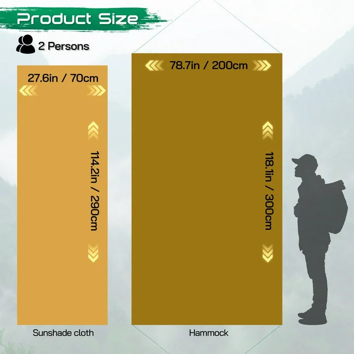 Camping Hammock, 4 in 1 Portable Hammock Tent, 2 Person Pop-up Hammock with Mosquito Net & Sunshade Cloth & Tree Straps, 550lbs Max Load Heavy Duty Tree Hammock for Outdoor Camping