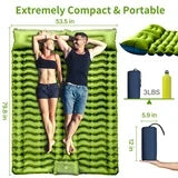 Double Camping Sleeping Pad, 4" Extra-Thick For 2 Person with Pillow Inflatable Mat