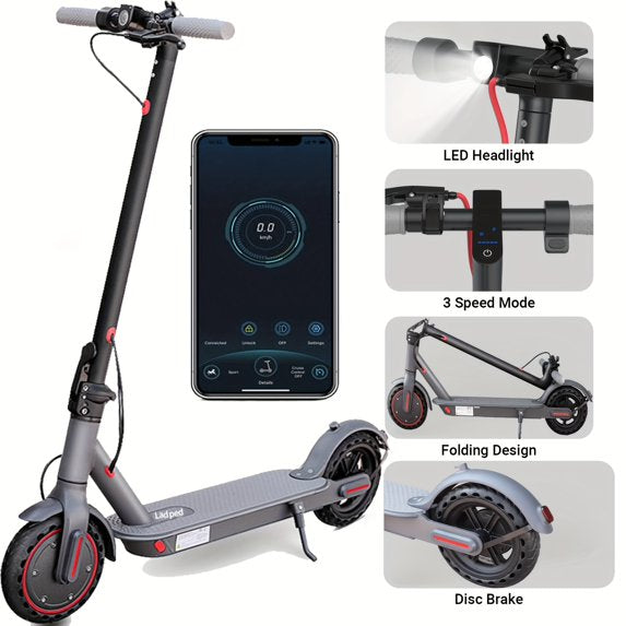 LADPED LP80 Electric Scooter - 350W 36V, 19mi Range, 8.5" Solid Tires, 3 Speed Modes, Foldable & Adjustable for Teens/Adults, Ideal for Commuting/Campus/Travel