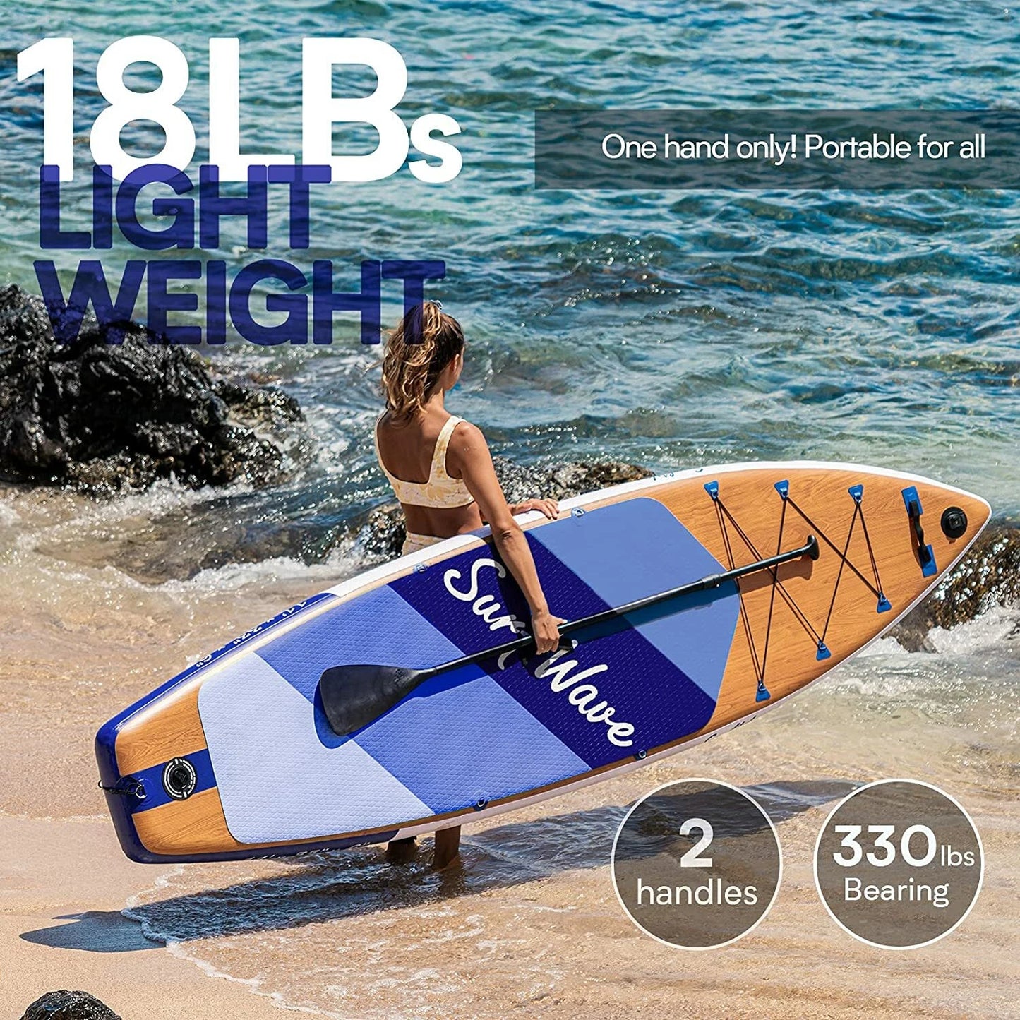 11' Inflatable Paddle Board with Premium Accessories, Wide Paddle Posture