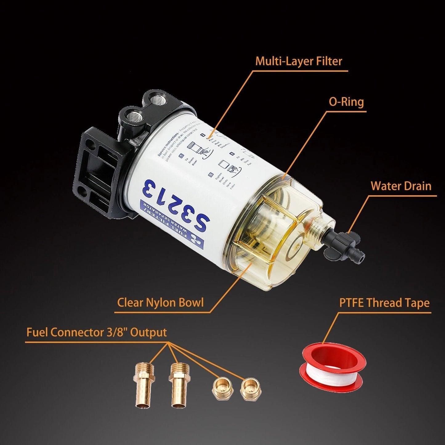 Fuel Filter Water Separator – S3213 Replacement for Mercury Outboards