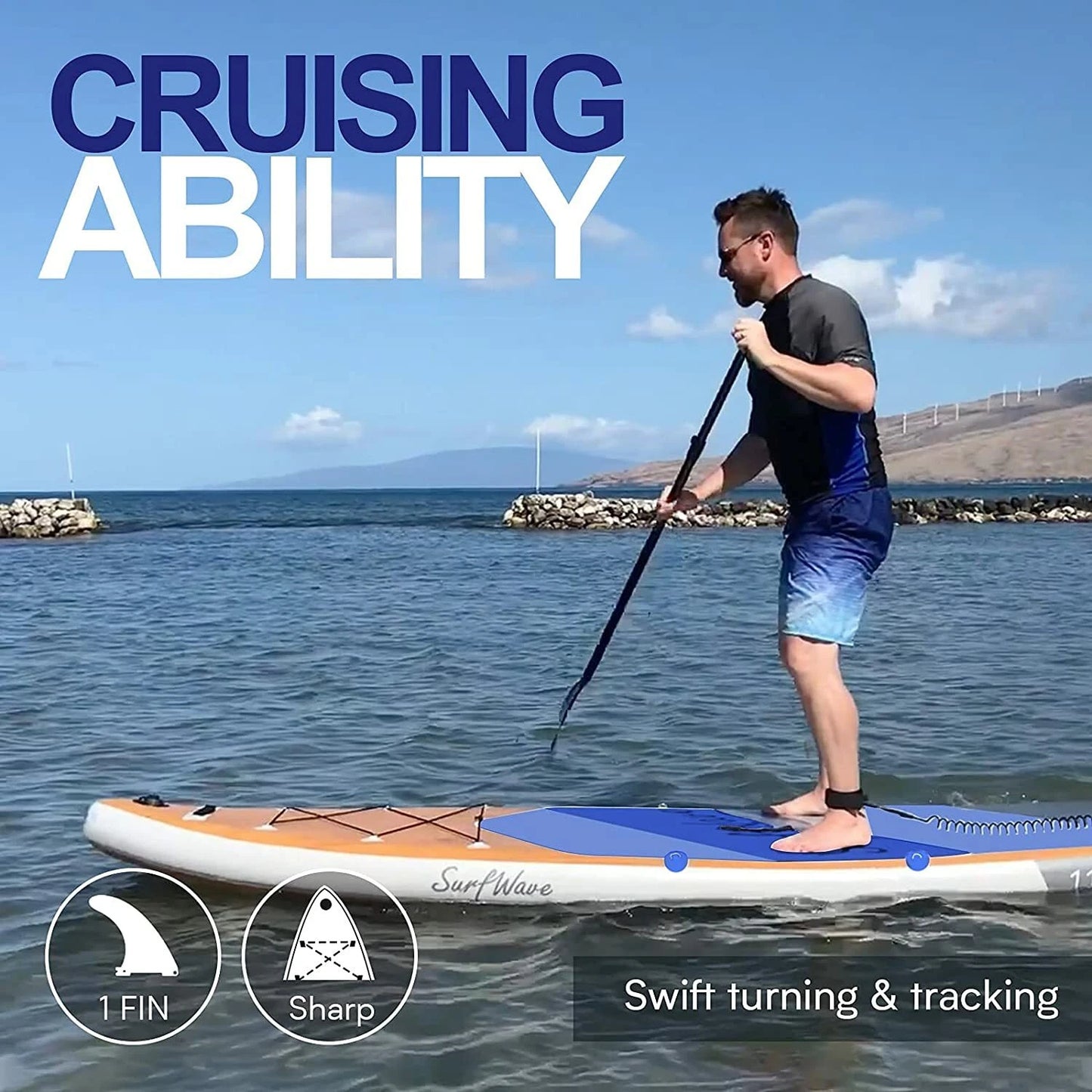 11' Inflatable Paddle Board with Premium Accessories, Wide Paddle Posture