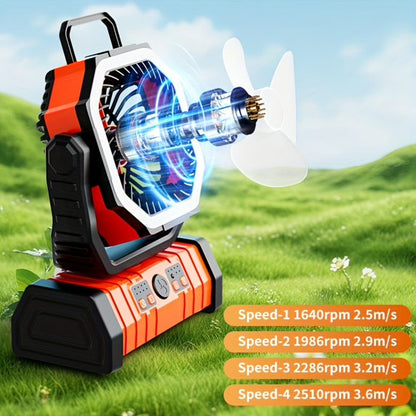20,000mAh Rechargeable Camping Fan with LED Light