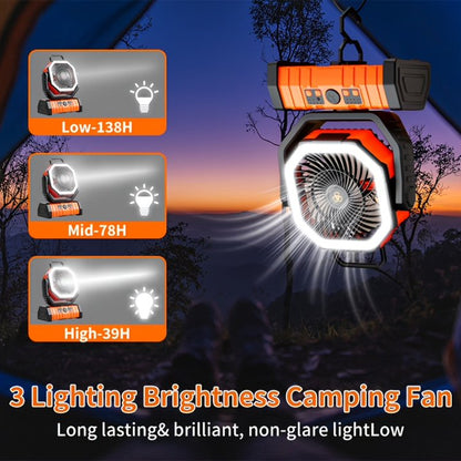 20,000mAh Rechargeable Camping Fan with LED Light