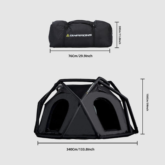 Olymmons Inflatable Camping Tent with Hand Pump Large Quick&Easy Setup Waterproof and Windproof Blow Up Tent for 4 People