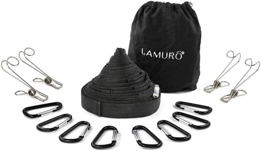 Campsite Storage Strap with 19 Separated Loops for Hanging Camping Equipment, Gear and Supplies