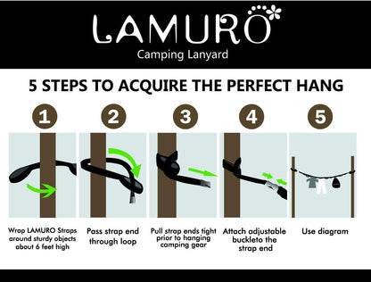 Campsite Storage Strap with 19 Separated Loops for Hanging Camping Equipment, Gear and Supplies