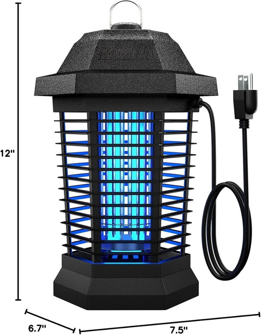 Bug Zapper Outdoor, Mosquito Zapper, Electric Fly Zapper, Mosquito Killer, Fly Traps, 3 Prong Plug, Flying Insects Zapper Indoor Outdoor 90-130V, 4200V, ABS Plastic Outer (Black)