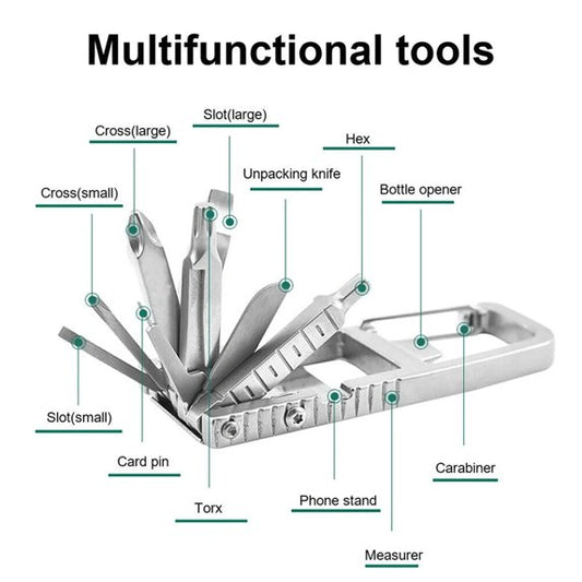 13 in 1 Multifunction Stainless Steel Tool Combination Folding Outdoor Tools Corkscrew Screwdriver Wrench Knife Knife Keychain