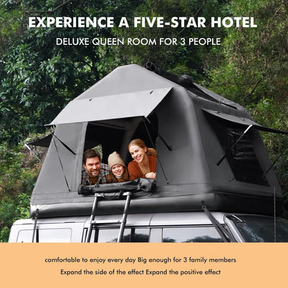 Naturne Rooftop Tent Overland Water Camping Tent with Ladder Inflatable Waterproof Roof Top for SUV Jeep Bronco Off-Road Vehicle Soft Cover Multifunctional 2-3 Person