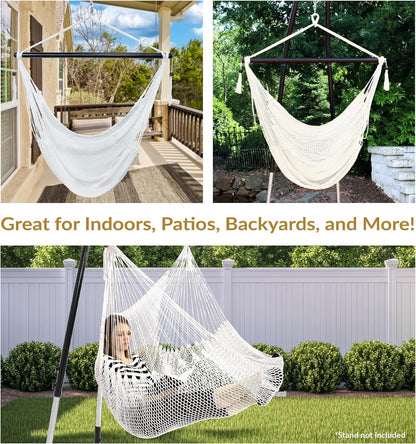 Outdoor Hammock Chair Swing - Hanging Hammock Swing - Hanging Reading Chair - Soft-Spun Polyester Rope