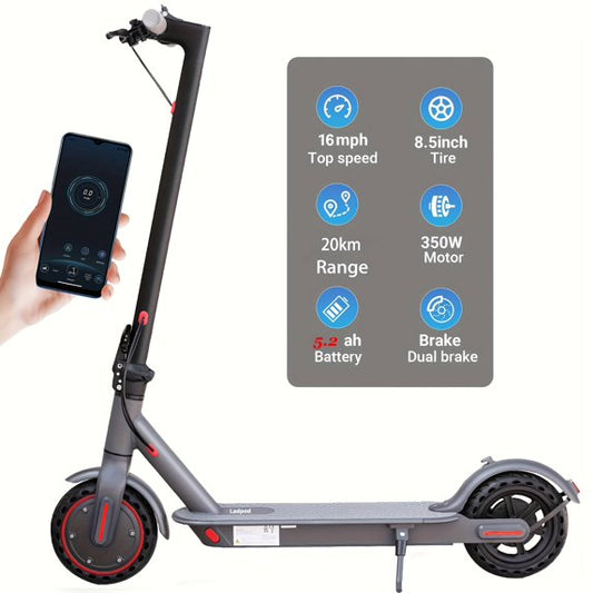 LADPED LP80 Electric Scooter - 350W 36V, 19mi Range, 8.5" Solid Tires, 3 Speed Modes, Foldable & Adjustable for Teens/Adults, Ideal for Commuting/Campus/Travel