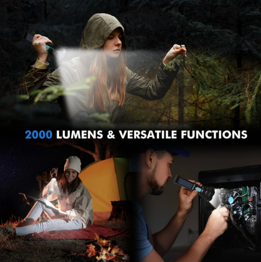 Solar-Powered LED Flashlight – 4-Mode Emergency Light with 2000mAh Rechargeable Battery