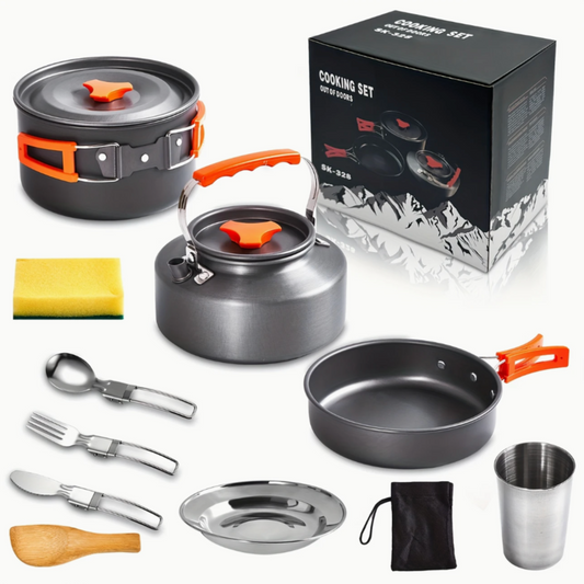 11-Piece Aluminum Camping Cookware Set