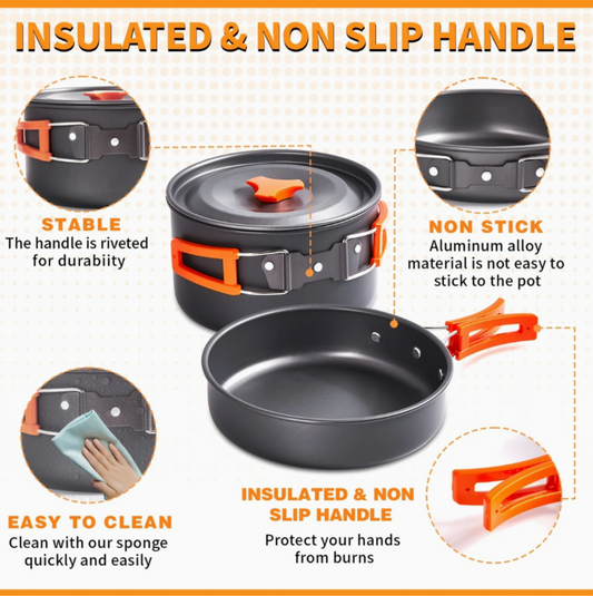 11-Piece Aluminum Camping Cookware Set