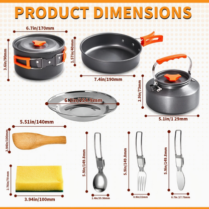 11-Piece Aluminum Camping Cookware Set