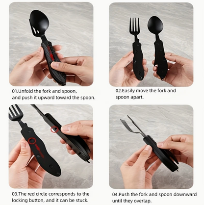 4-in-1 Stainless Steel Camping Utensil Set