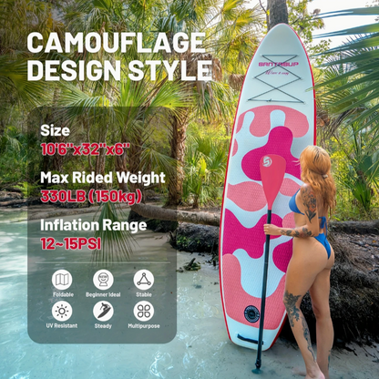 10' Inflatable Paddle Board – Pink Camouflage Edition