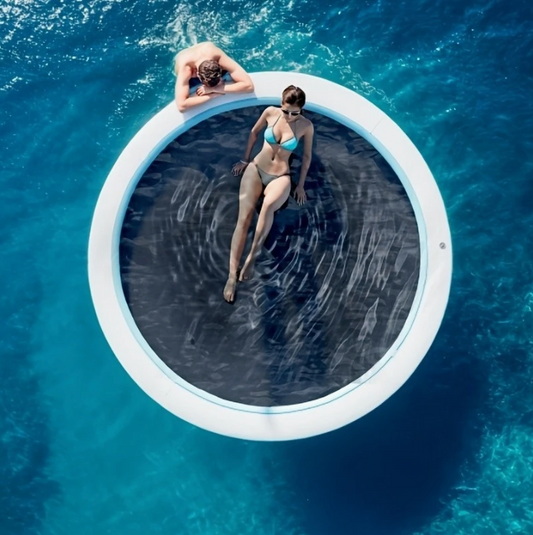 6' Round Inflatable Floating Dock with Mesh Hammock Center