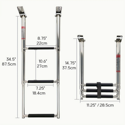 3-Step Telescoping Stainless Steel Boat Ladder