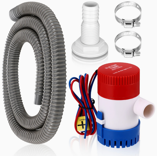 1100 GPH 12V Electric Submersible Bilge Pump Kit
