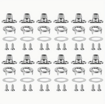 12-Set Canvas Fasteners - Twist Stud with 2 Hole Screw Base