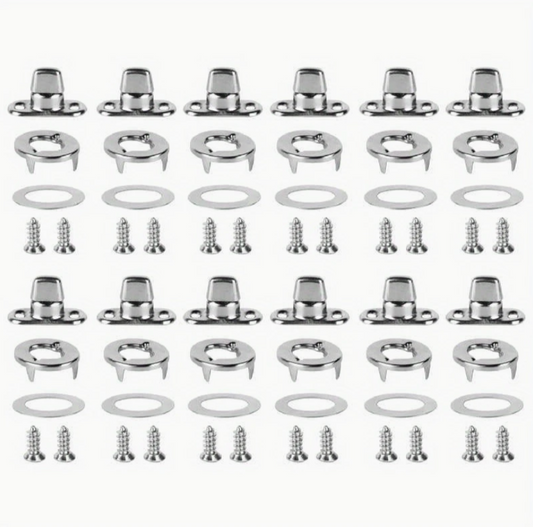 12-Set Canvas Fasteners - Twist Stud with 2 Hole Screw Base