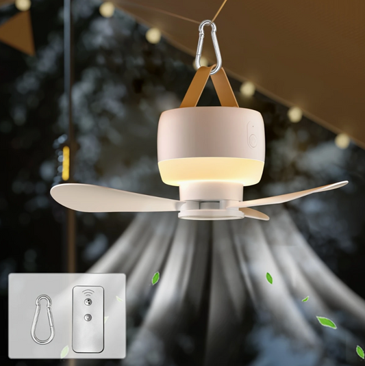 Portable Rechargeable Camping Fan with LED Light & Remote