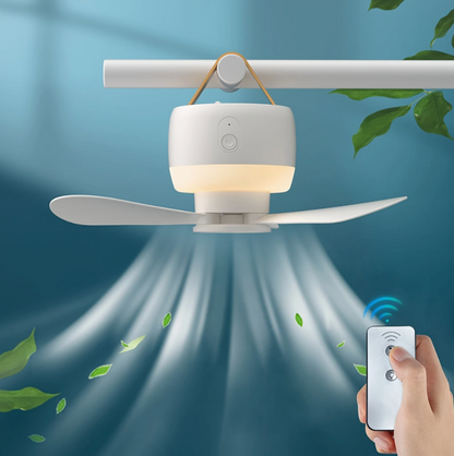 Portable Rechargeable Camping Fan with LED Light & Remote
