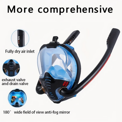 Full Face Snorkel Mask – 180° Panoramic HD View | Anti-Fog &amp; Leak-Proof Design