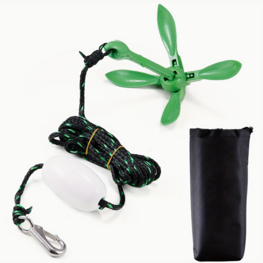 Folding Kayak Anchor Kit – 3.5 lb Anchor with 26 ft Rope &amp; Storage Bag