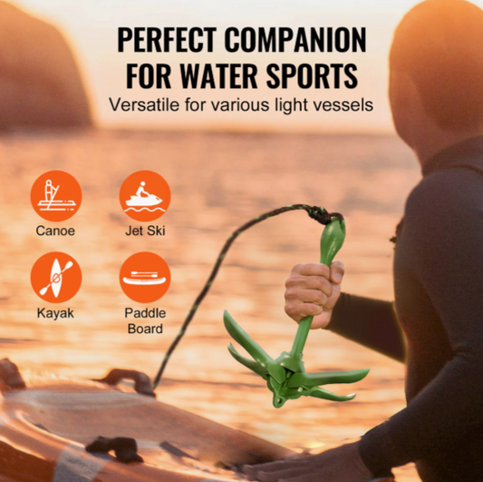 Folding Kayak Anchor Kit – 3.5 lb Anchor with 26 ft Rope &amp; Storage Bag