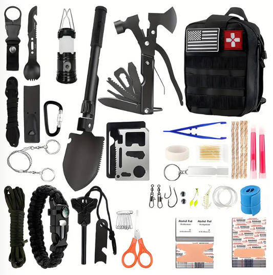 207-Piece Survival Gear Kit – Tactical Emergency Tools &amp; First Aid in Rugged Molle Pouch