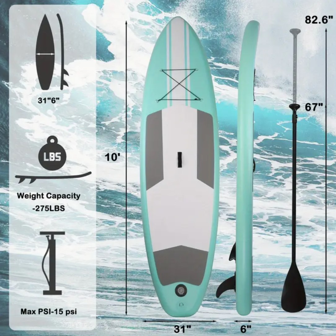 10' Inflatable Paddle Board Stand Up SUP Surfboard Non-Slip