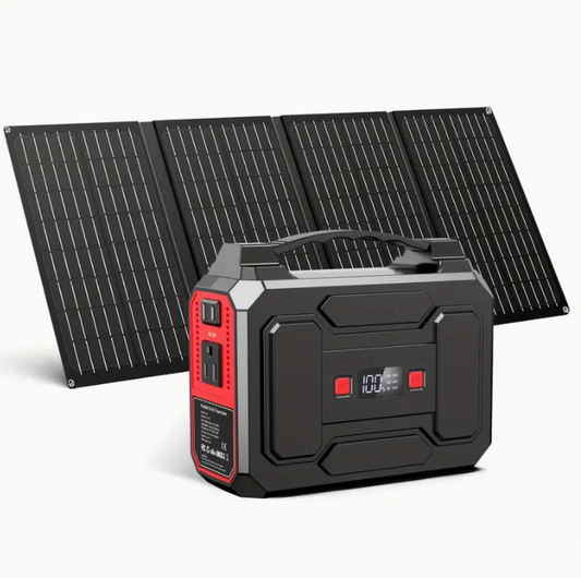 146Wh Portable Power Bank with AC Outlet & 40W Foldable Solar Panel, Portable Laptop Charger 110V/100W with USB & DC Output for Camping, Home Emergency, Traveling, RV Trip