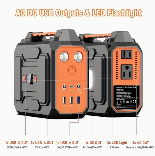146Wh Portable Power Bank with AC Outlet & 40W Foldable Solar Panel, Portable Laptop Charger 110V/100W with USB & DC Output for Camping, Home Emergency, Traveling, RV Trip