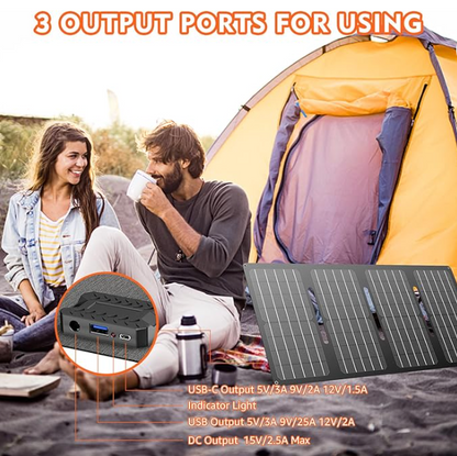146Wh Portable Power Bank with AC Outlet & 40W Foldable Solar Panel, Portable Laptop Charger 110V/100W with USB & DC Output for Camping, Home Emergency, Traveling, RV Trip