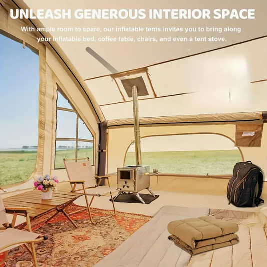 Inflatable Tent with Pump, Glamping Tents for 4-Person to 6-Person, Easy Setup 4 Season Waterproof Outdoor Tent