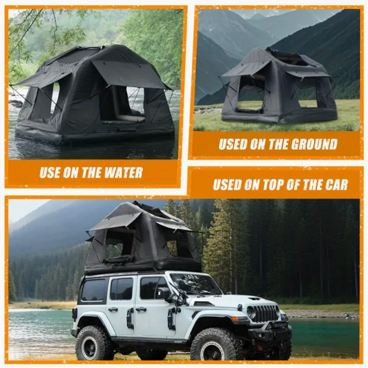 Naturne Rooftop Tent Overland Water Camping Tent with Ladder Inflatable Waterproof Roof Top for SUV Jeep Bronco Off-Road Vehicle Soft Cover Multifunctional 2-3 Person